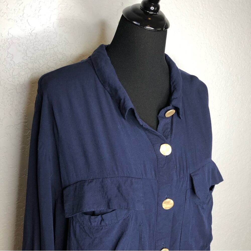 City Chic navy blue gold button down top size XXL / 24 - Picture 3 of 16
